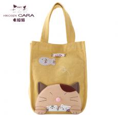 HIKOSEN CARA卡拉猫女可爱布艺手工布包帆布手拎包手提包便当包包