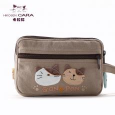HIKOSEN CARA日本卡拉猫可爱卡包收纳手机袋零钱小布包手腕手拿包